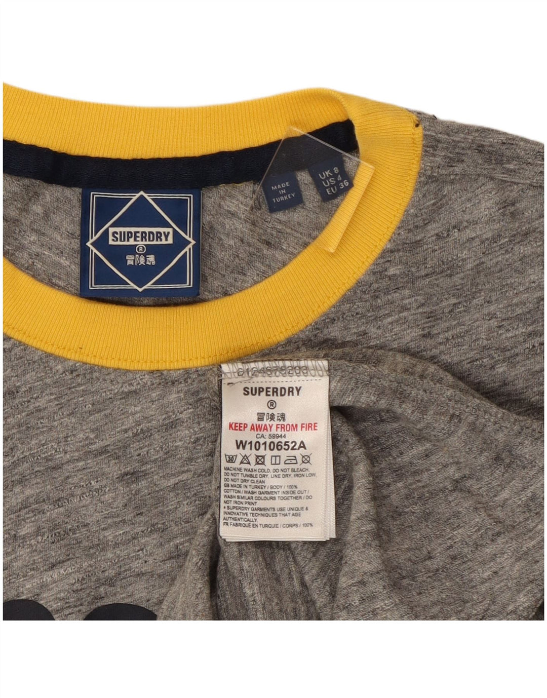 Γυναικείο γραφικό μπλουζάκι SUPERDRY Top UK 8 Βαμβακερά με γκρι φλιτζάνια