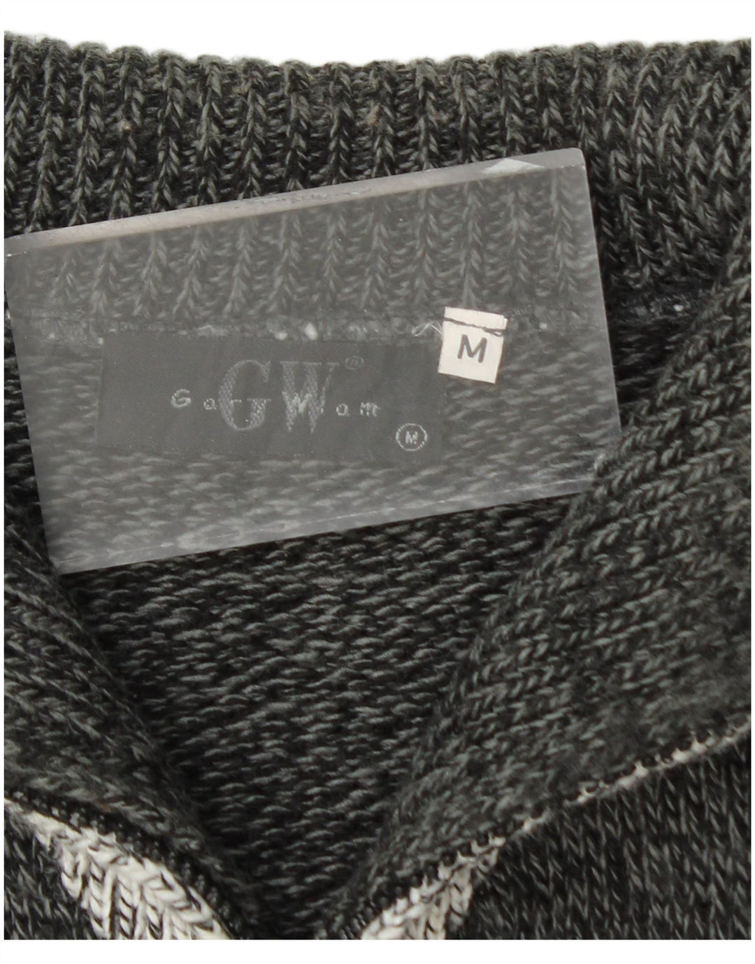 Vintage ανδρικό πουλόβερ με φερμουάρ, μεσαίο γκρι ριγέ ακρυλικό