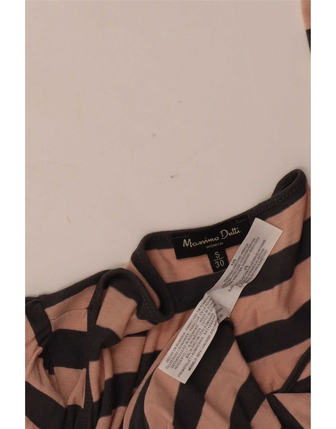 Massimo Dutti Γυναικεία μπλούζα μακρυμάνικη UK 10 μικρή ροζ ριγέ βισκόζη