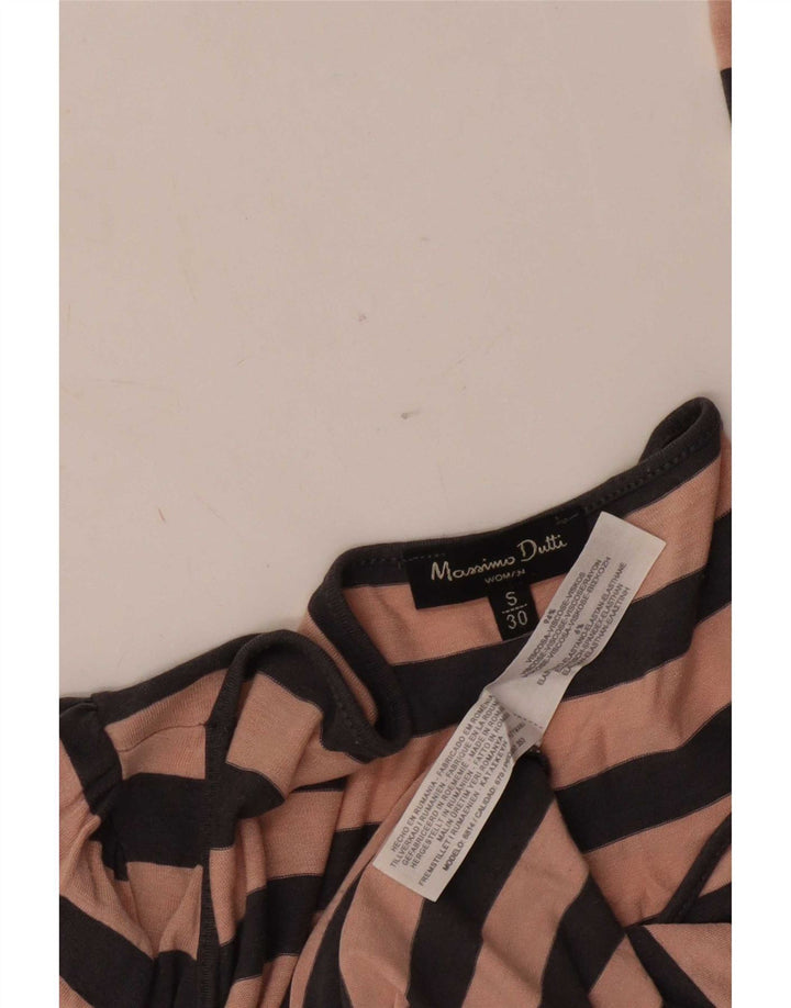 Massimo Dutti Γυναικεία μπλούζα μακρυμάνικη UK 10 μικρή ροζ ριγέ βισκόζη