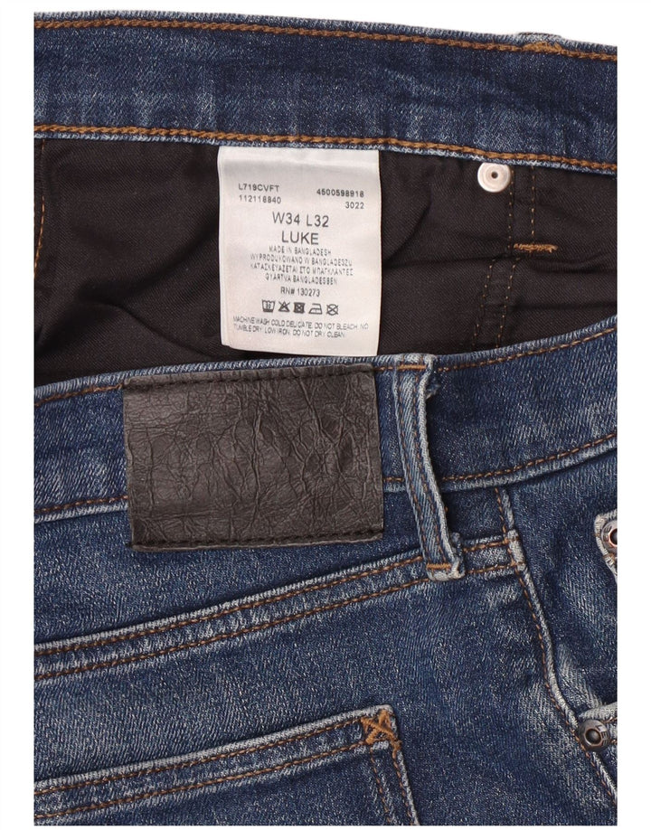 Lee Mens Luke Tapered Slim Jeans W34 L32 Μπλε βαμβακερό