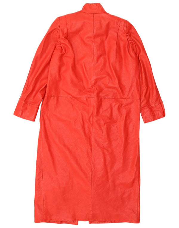 VINTAGE Γυναικείο Δερμάτινο Παλτό UK 16 Μεγάλο Κόκκινο