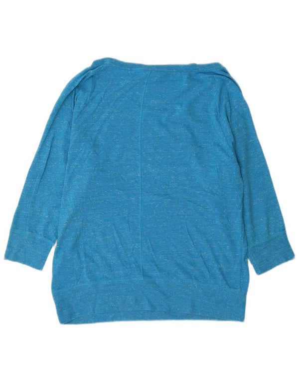 Nike Womens 3/4 Sleeve Graphic Sweatshirt Jumper UK 16 Large Blue Flecked