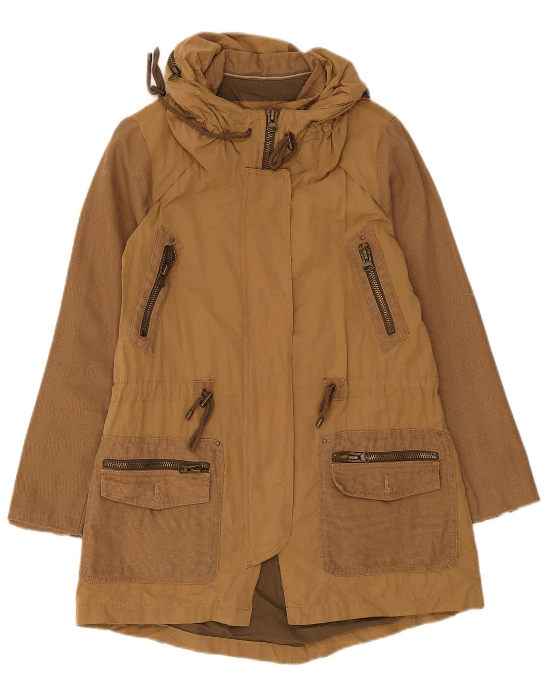 Zara Γυναικείο Μπουφάν Parka UK 10 Small Brown Βαμβακερό