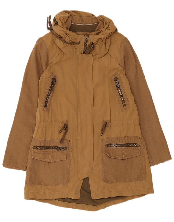 Zara Γυναικείο Μπουφάν Parka UK 10 Small Brown Βαμβακερό