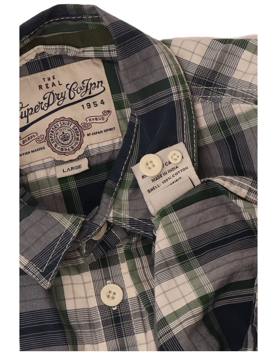 Ανδρικό πουκάμισο SUPERDRY Large Navy Blue Check Cotton