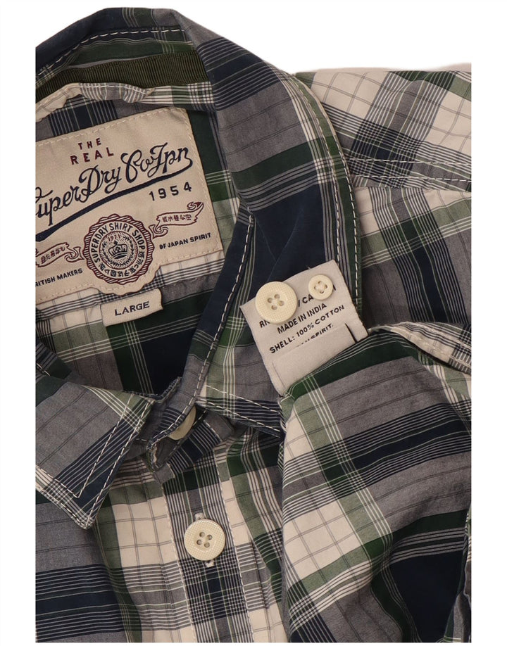 Ανδρικό πουκάμισο SUPERDRY Large Navy Blue Check Cotton