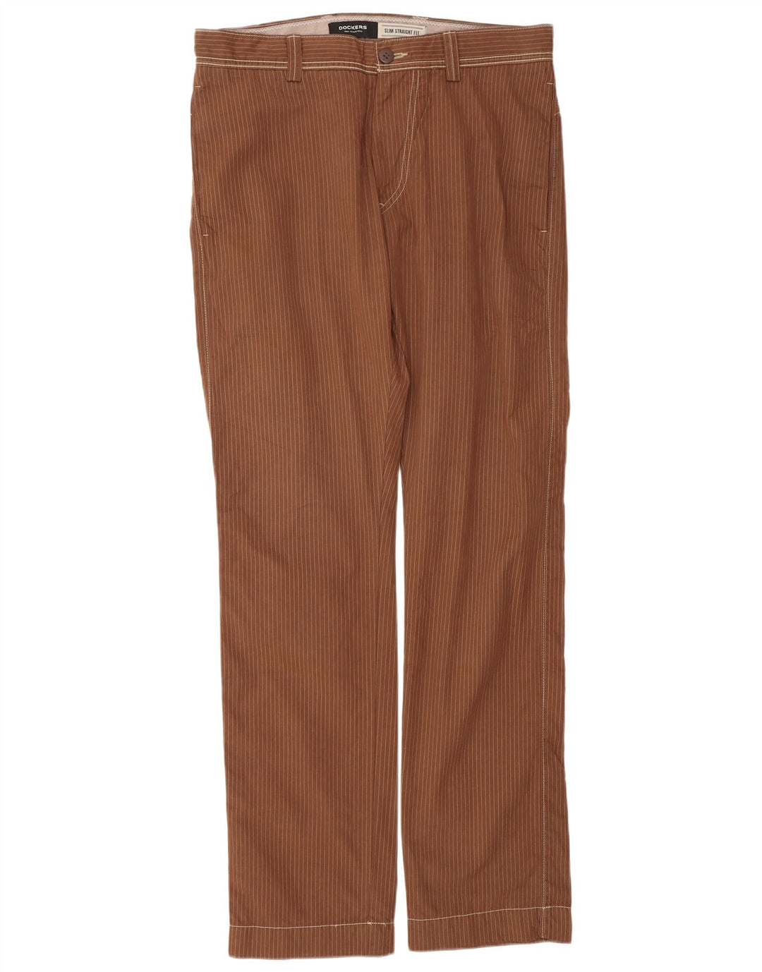 DOCKERS Ανδρικό παντελόνι Chino με λεπτή εφαρμογή W34 L34 Καφέ Pinstripe Classic