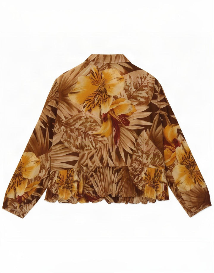 Vintage γυναικείο σακάκι με 5 κουμπιά UK 16 Large Brown Floral