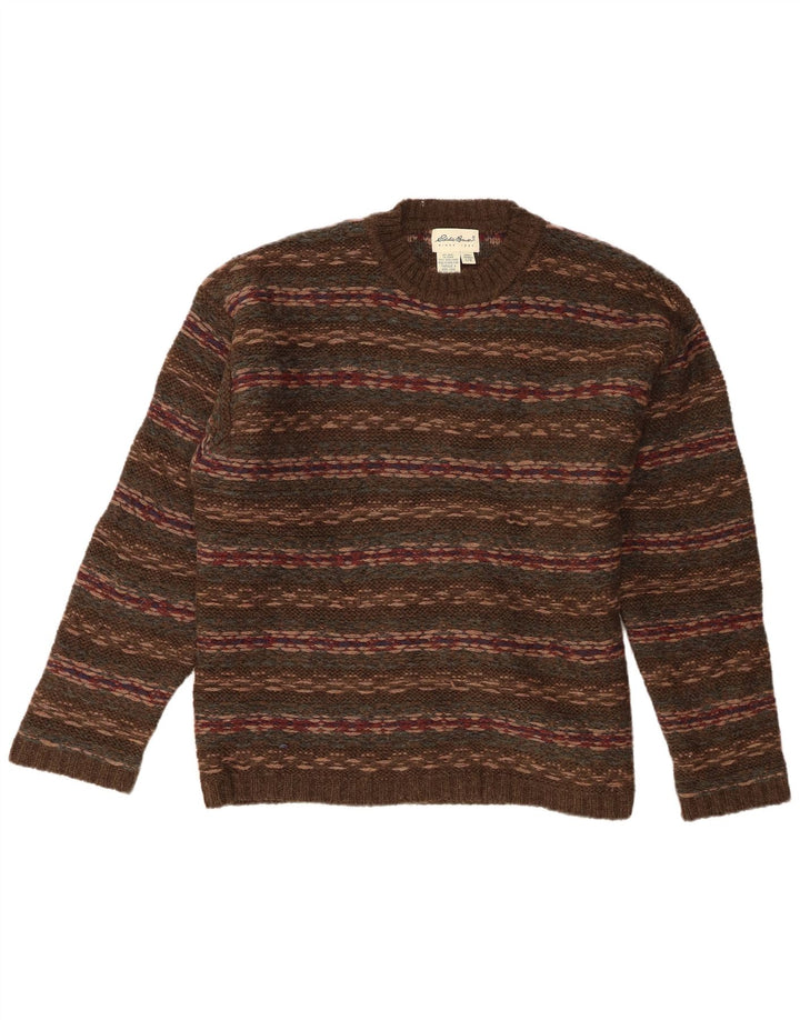Eddie Bauer Ανδρικό πουλόβερ με κανονική εφαρμογή Crew Neck Jumper Μεγάλο χακί ριγέ