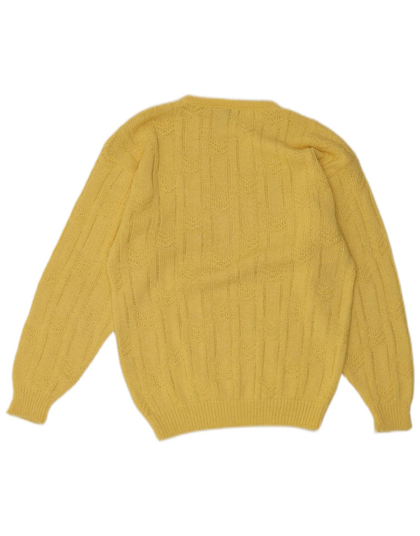 Stefanel Γυναικείο πουλόβερ με λαιμόκοψη UK 10 Small Yellow Geometric
