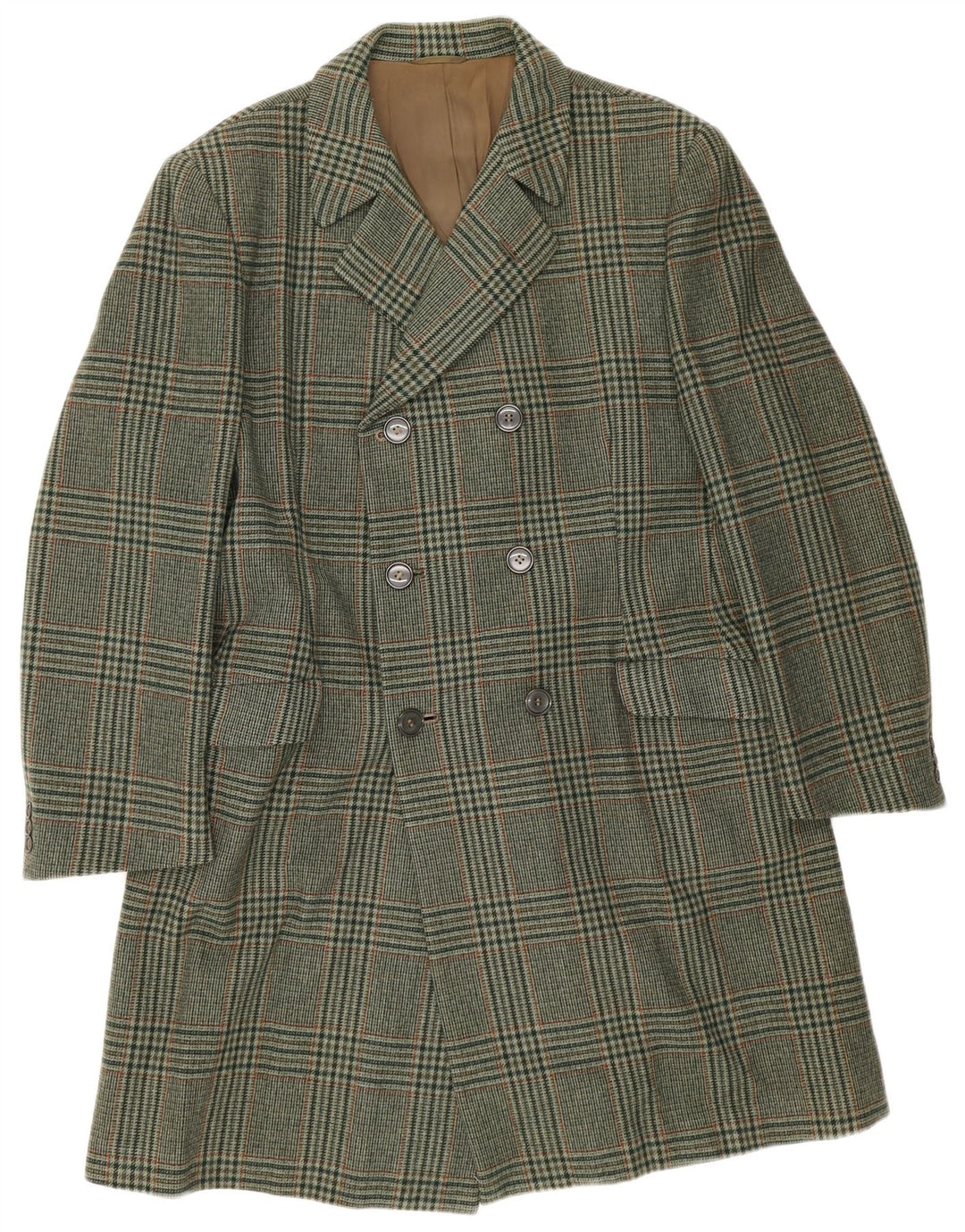 Ανδρικό παλτό Marzotto με διπλό στήθος UK 38 Medium Green Houndstooth
