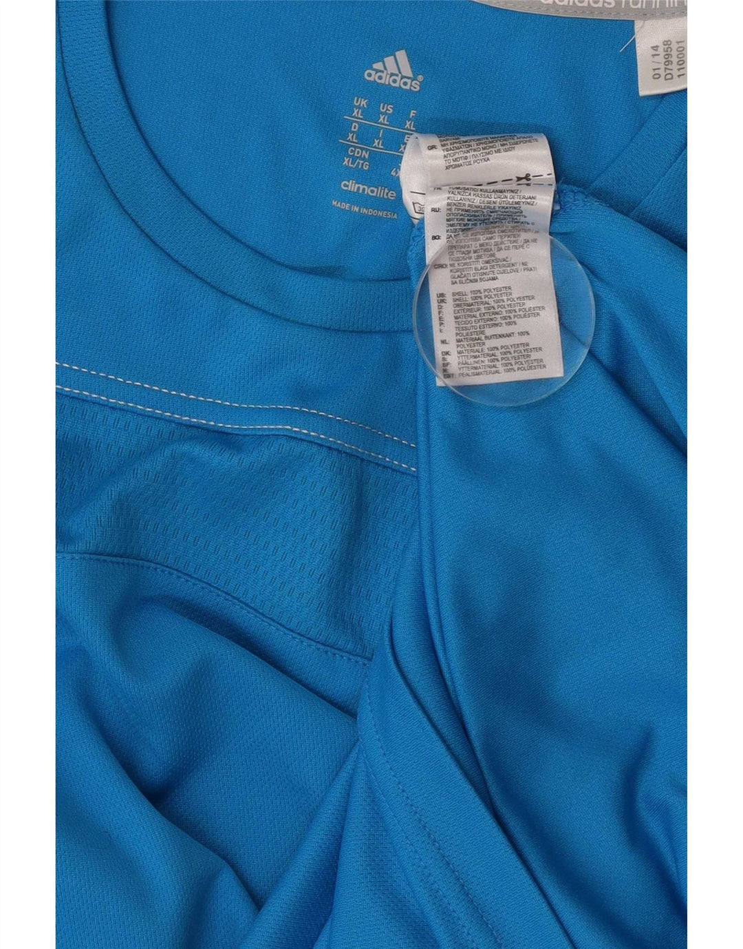 Adidas Mens Climalite Top Long XL Blue Polyester