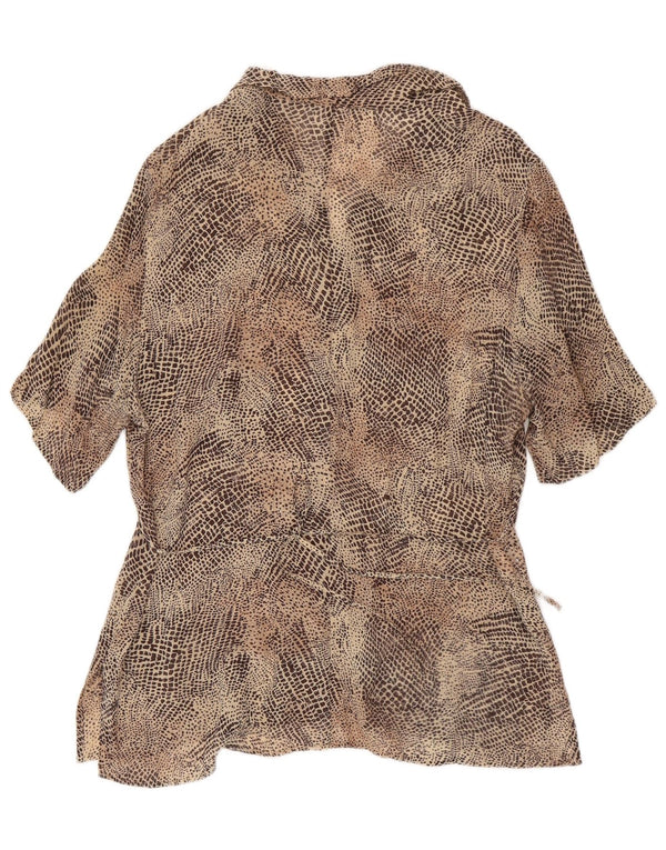 Perte by Krizia γυναικείο πουκάμισο μπλούζα UK 16 Large Brown Animal Print Viscose