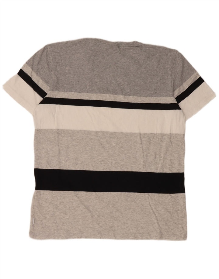 Ανδρικό T-Shirt Adidas Top μεγάλο γκρι βαμβακερό ριγέ