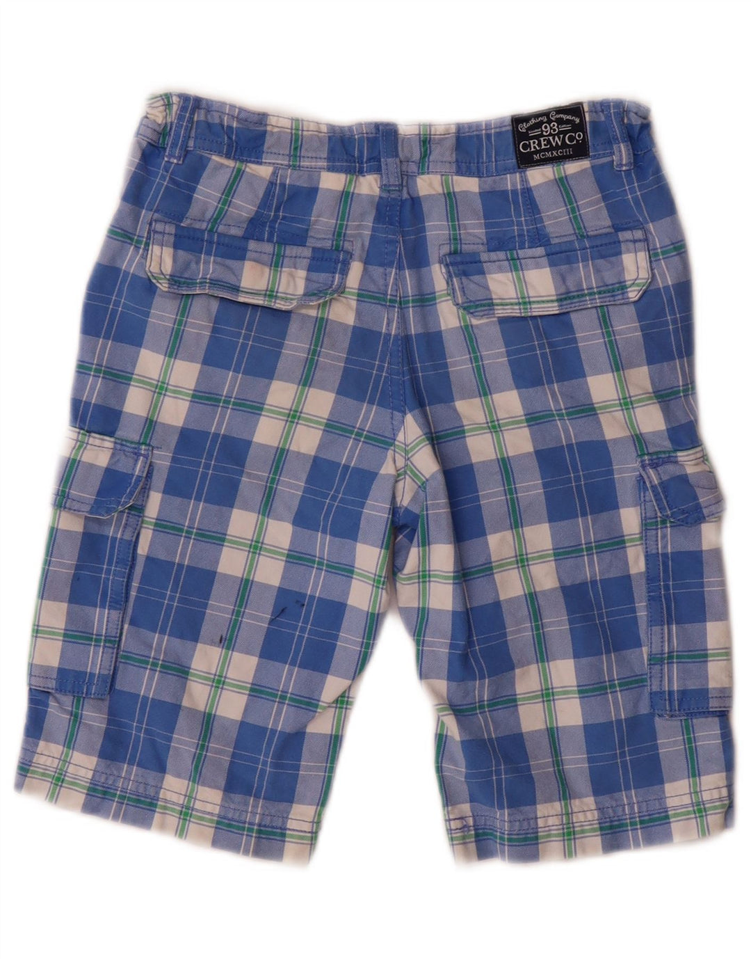 Crew Clothing Boys Cargo Shorts 8-9 ετών W24 Blue Check Cotton
