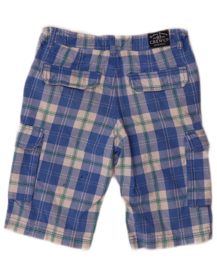 Crew Clothing Boys Cargo Shorts 8-9 ετών W24 Blue Check Cotton