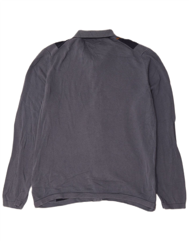 Marks & Spencer Ανδρική ζακέτα πουλόβερ Μεγάλο Navy Blue ριγέ βαμβακερό