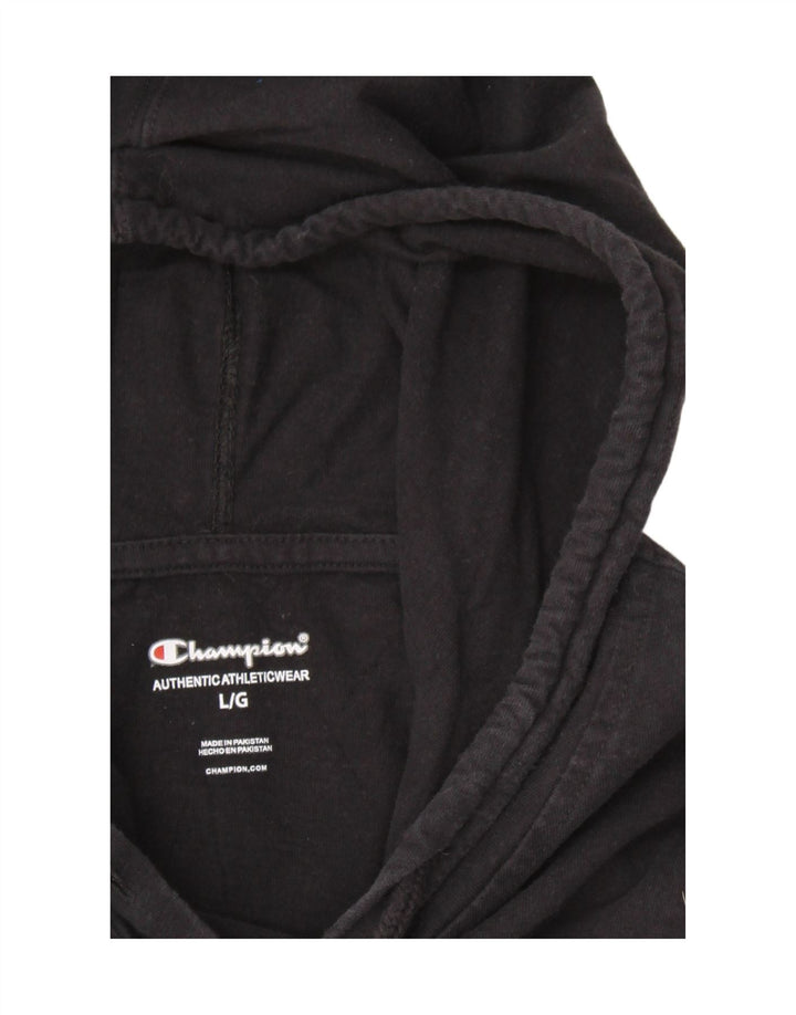 CHAMPION Mens Hoodie Jumper Large Black Cotton