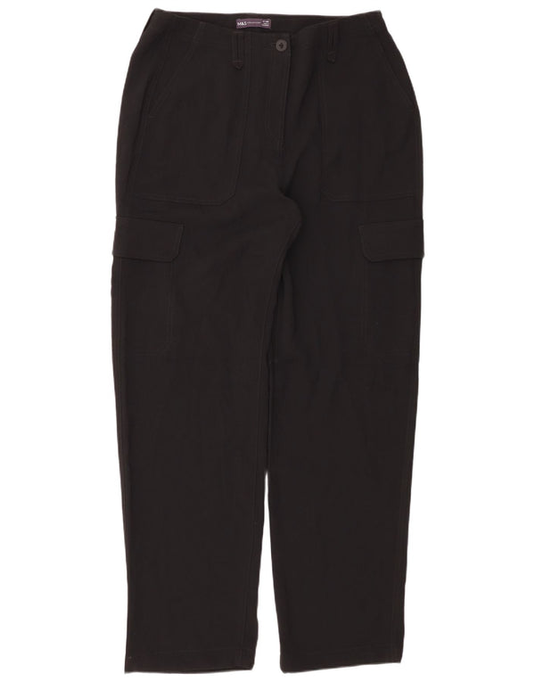 Marks & Spencer Γυναικείο ίσιο παντελόνι Cargo UK 14 μεγάλο W34 L32 μαύρο