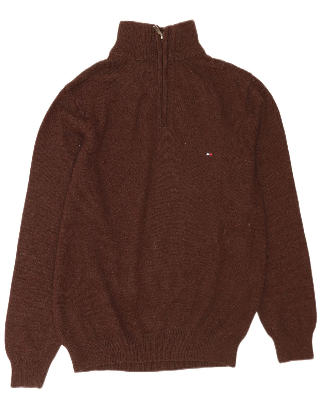 Ανδρικό πουλόβερ με φερμουάρ Tommy Hilfiger Μικρό Καφέ Lambswool
