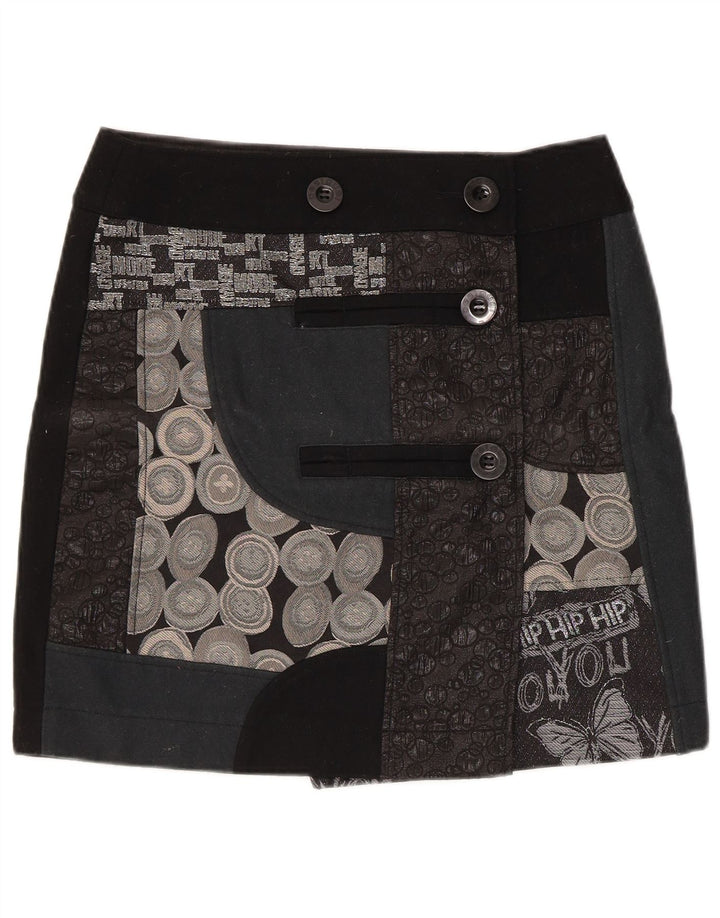 Γυναικεία γραφική μίνι φούστα Desigual EU 38 Medium W32 Black Patchwork