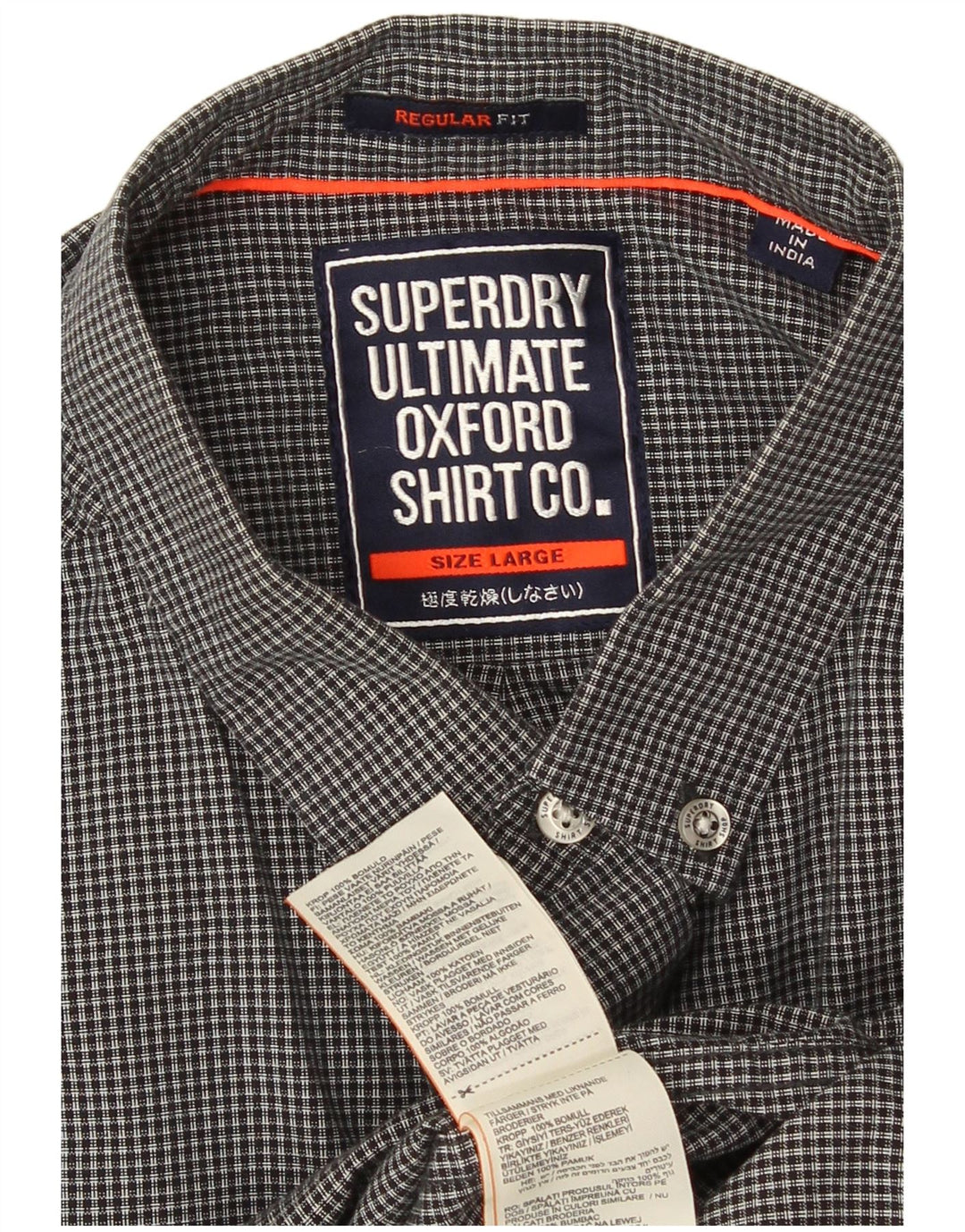 Ανδρικό πουκάμισο κανονικής εφαρμογής Superdry, μεγάλο γκρι βαμβακερό