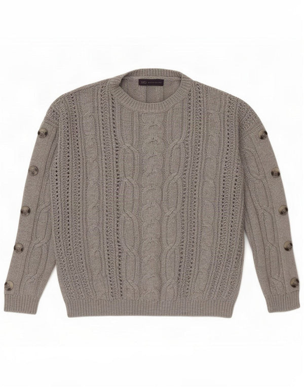 Marks & Spencer Womens Crew Neck Jumper πουλόβερ UK 14 Large Grey Cotton