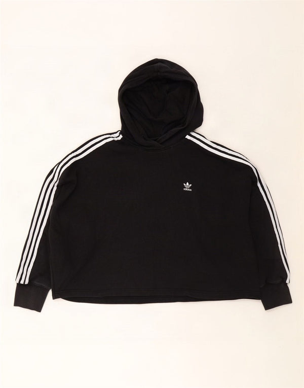 Adidas Γυναικείο Crop Oversized Hoodie Jumper UK 24/26 2XL Μαύρο βαμβακερό