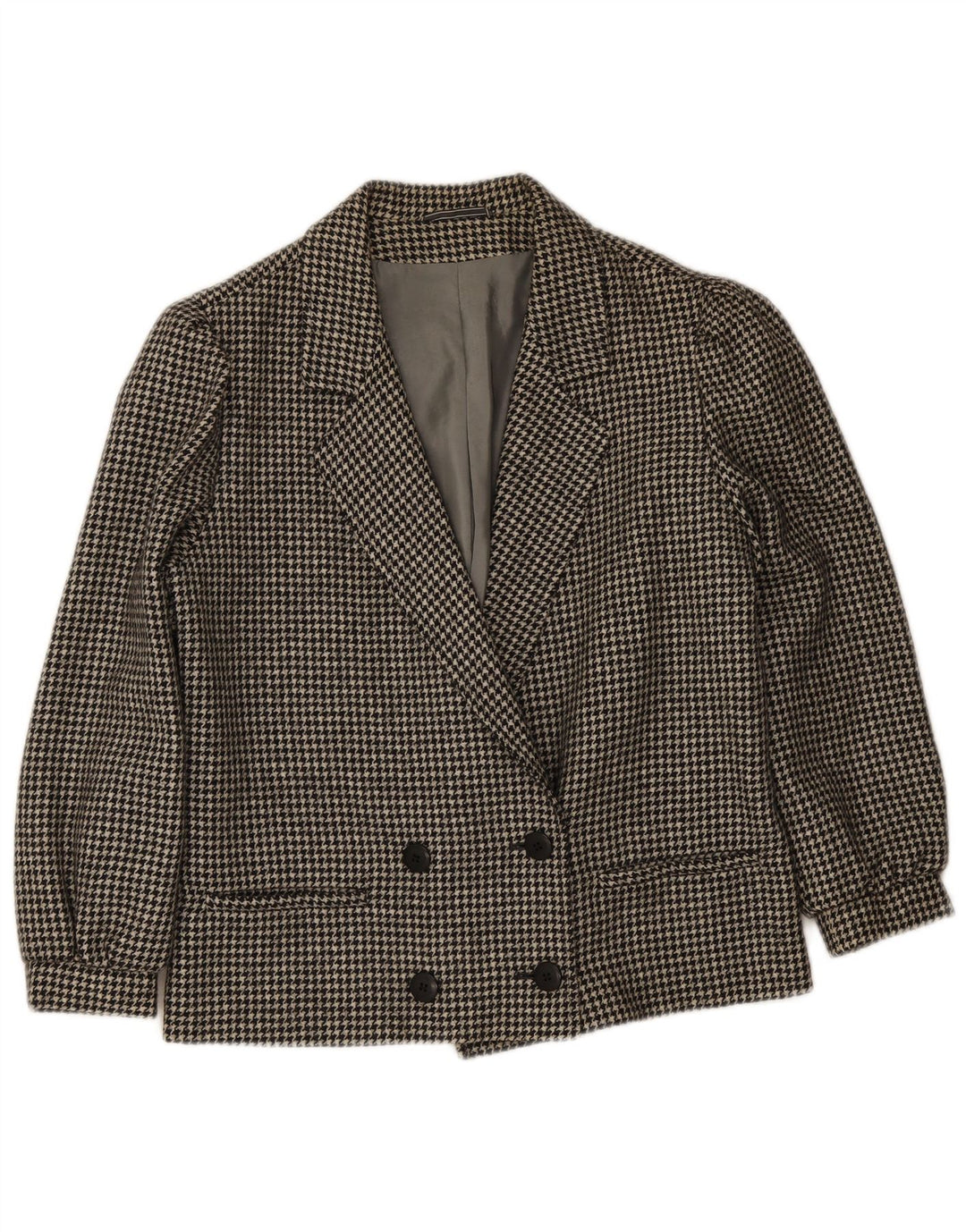 Vintage Γυναικείο Διπλό Μπουφάν Blazer IT 46 Large Black Houndstooth