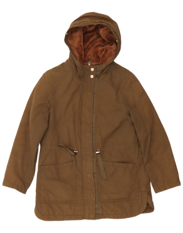 Zara Girls Hooded Sherpa Parka Jacket 13-14 Years Khaki