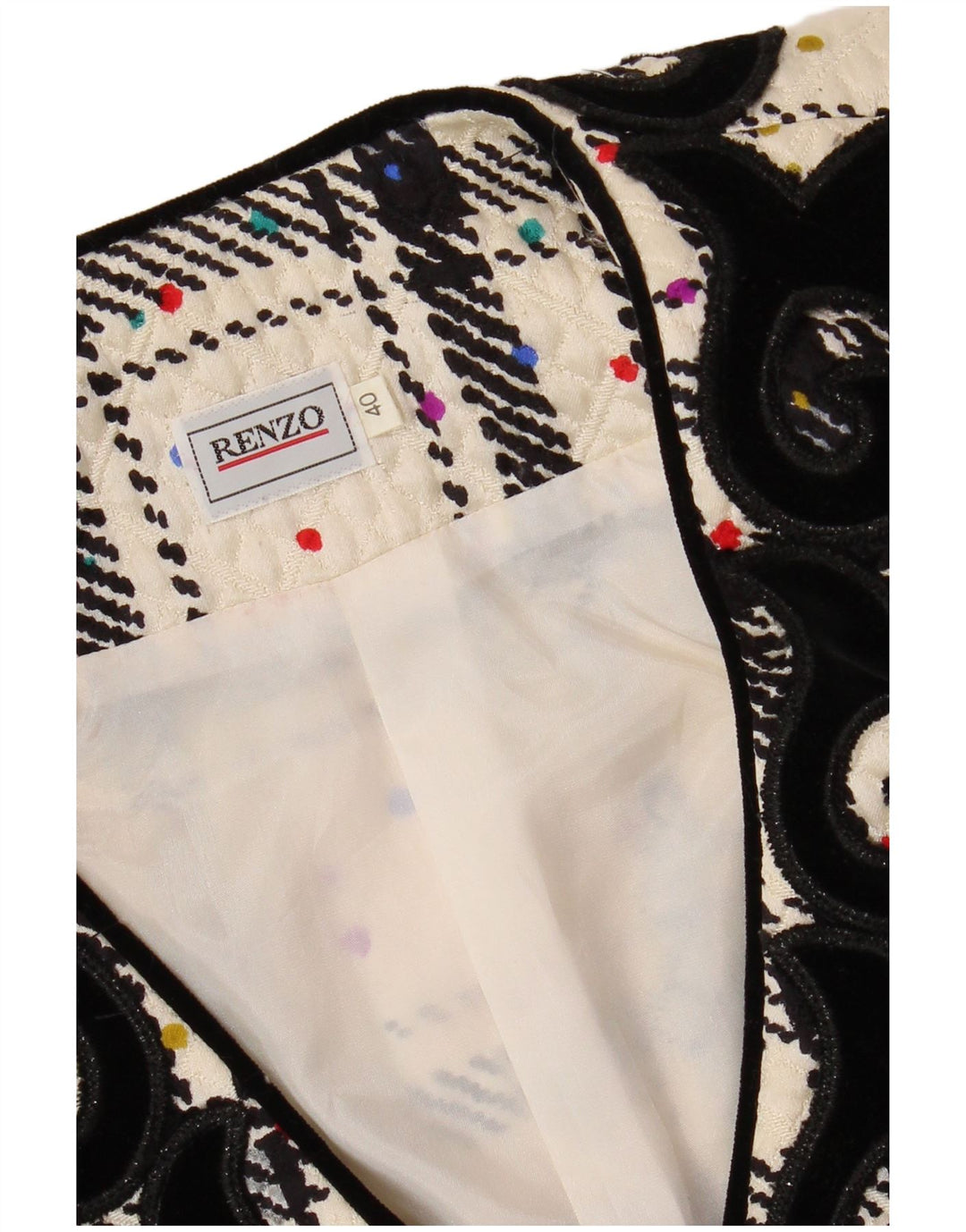 RENZO Γυναικείο μπουφάν μπλέιζερ μεγάλου μεγέθους IT 40 Small Off White Check