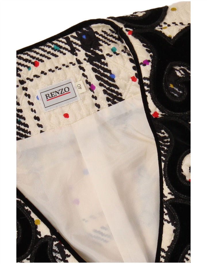 RENZO Γυναικείο μπουφάν μπλέιζερ μεγάλου μεγέθους IT 40 Small Off White Check