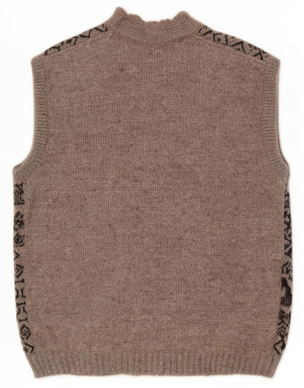 Vintage γυναικείο αμάνικο πουλόβερ UK 18 XL Grey Fair Isle