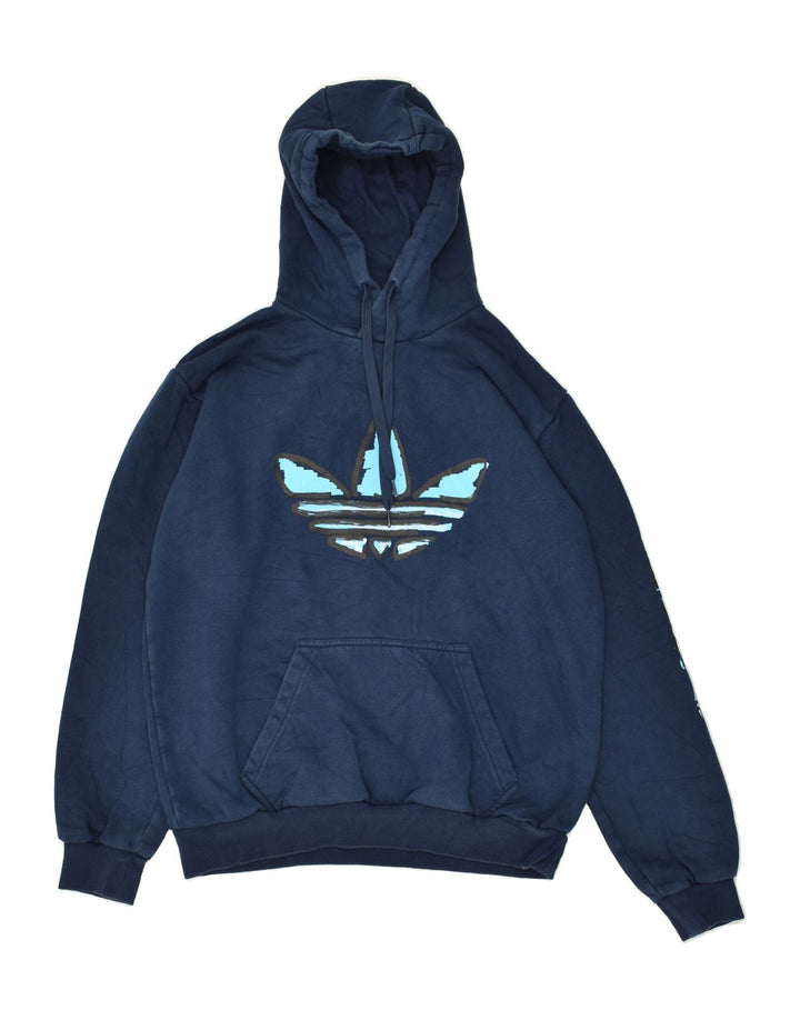 Ανδρικό γραφικό κουκούλα ADIDAS, μεσαίο μπλε πολυεστέρας