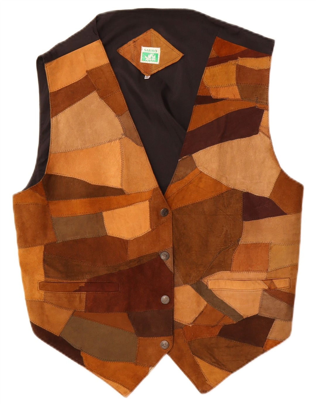 Vintage γυναικείο σουέτ γιλέκο UK 14 Μεσαίο καφέ Δερμάτινο συνονθύλευμα