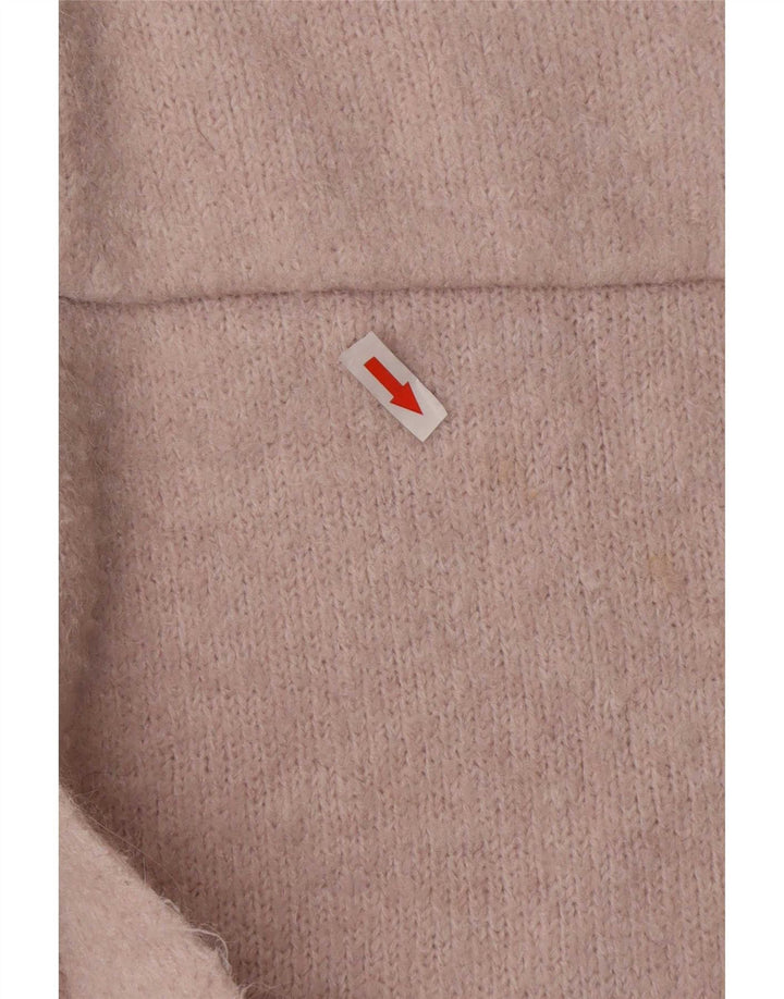 Zara Γυναικείο Longline Ζακέτα πουλόβερ UK 10 Small Pink Polyester