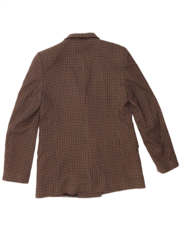 ZARA Womens Double Breasted Blazer Jacket UK 10 Small Brown Check