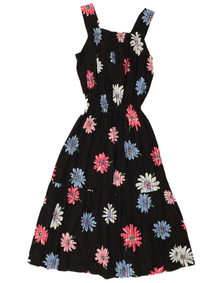 Vintage Γυναικείο Sundress UK 12 Medium Black Floral