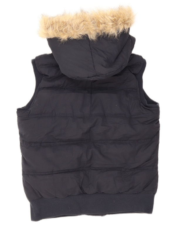 Fat Face Γυναικεία κουκούλα Sherpa με επένδυση Gilet UK 12 Medium Navy Blue Polyester