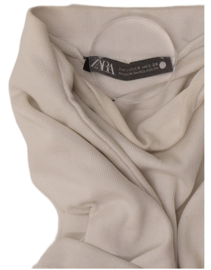 Zara Γυναικείο T-Shirt Top UK 10 Small White Βαμβακερό
