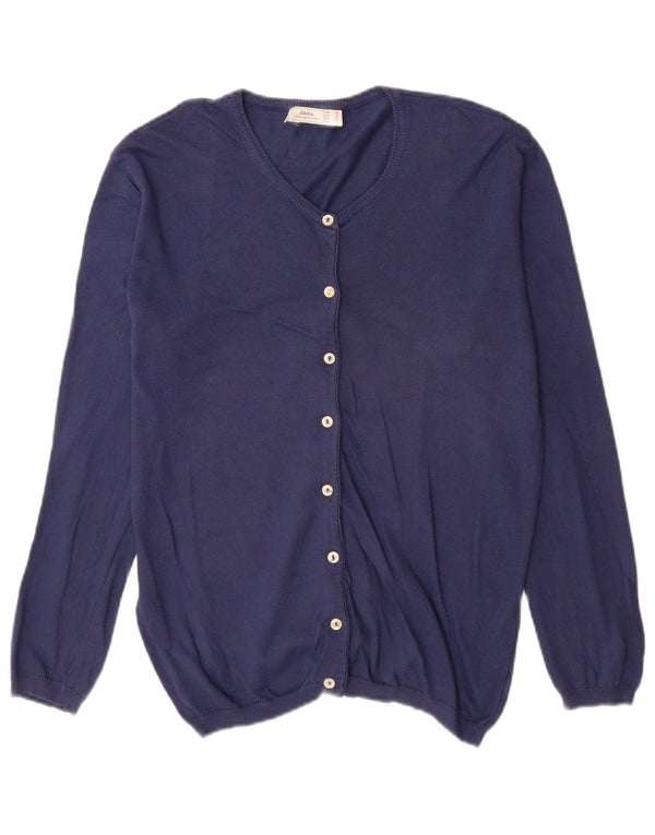 Zara Γυναικεία Ζακέτα UK 14 Medium Navy Blue Cotton
