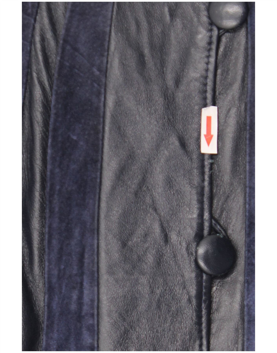 Vintage γυναικείο δερμάτινο παλτό UK 14 Medium Navy Blue ριγέ