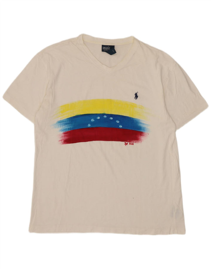 Ανδρικό γραφικό μπλουζάκι Polo Ralph Lauren Μπλουζάκι με μεσαίο λευκό βαμβάκι