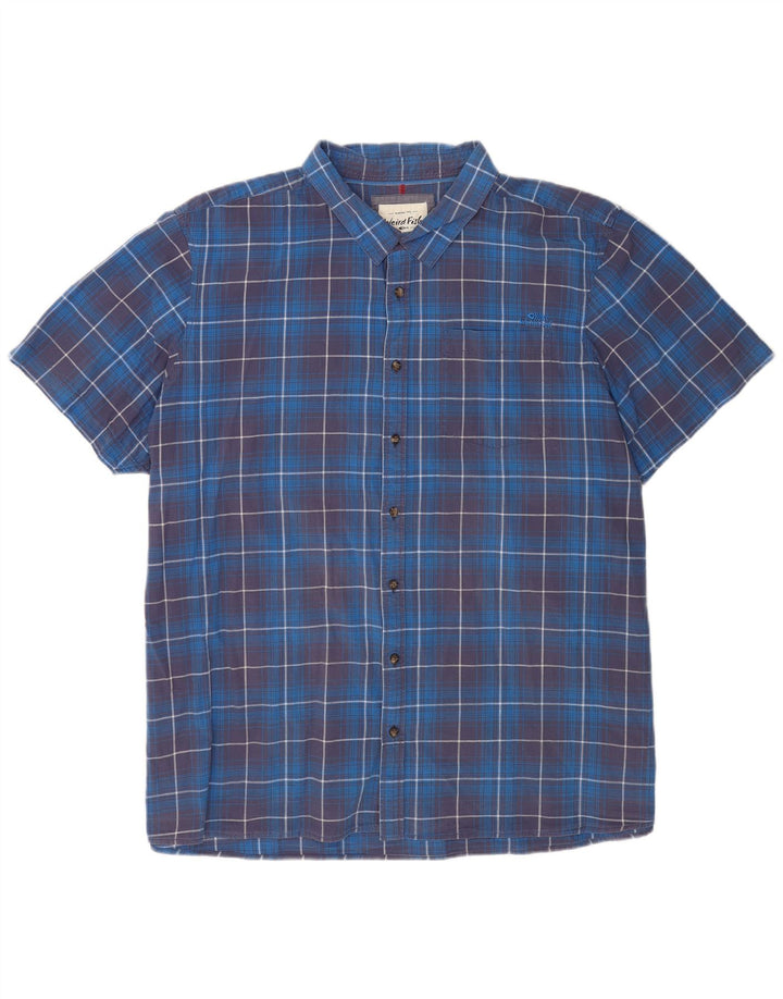 Ανδρικό κοντομάνικο πουκάμισο Weird Fish 5XL Blue Check Cotton