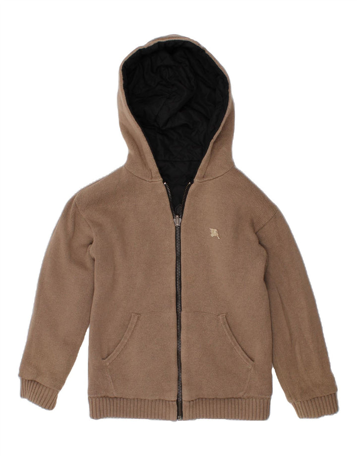BURBERRY Boys Hooded Reversible Jacket 4-5 Years Black Polyester