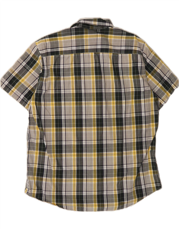 VINTAGE Mens Short Sleeve Shirt Large Grey Check Cotton Vintage Vintage and Second-Hand Vintage from Messina Hembry 