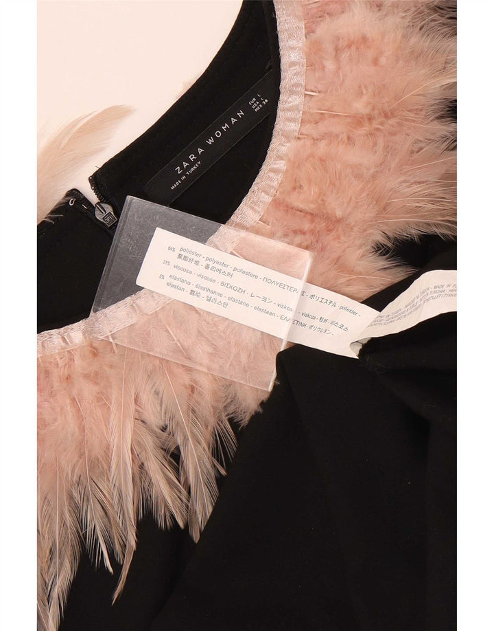 Zara Γυναικείο φόρεμα 3/4 Sleeve Shift UK 16 Large μαύρο πολυεστέρα