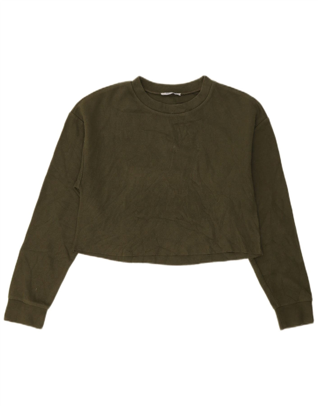 Zara Γυναικείο Crop Top Μακρυμάνικο UK 10 Small Green