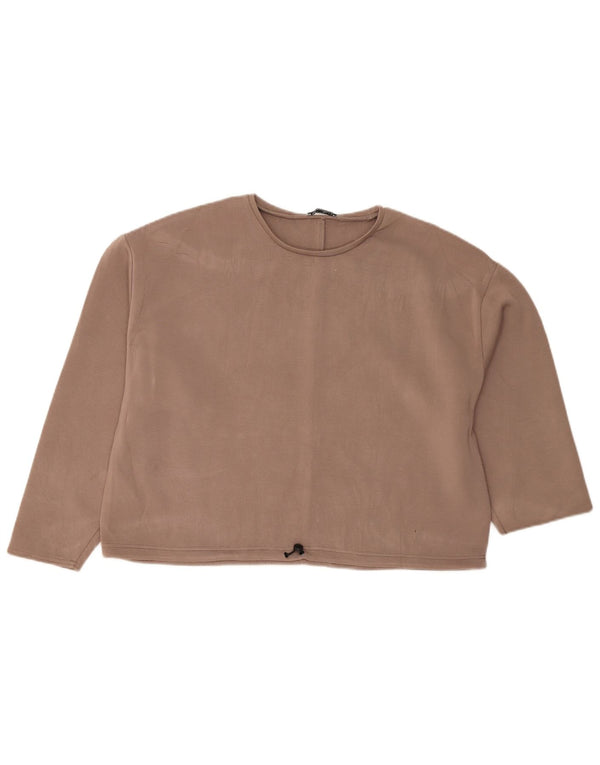 Zara Γυναικεία Crop Oversized Μπλούζα Top UK 18 XL Brown